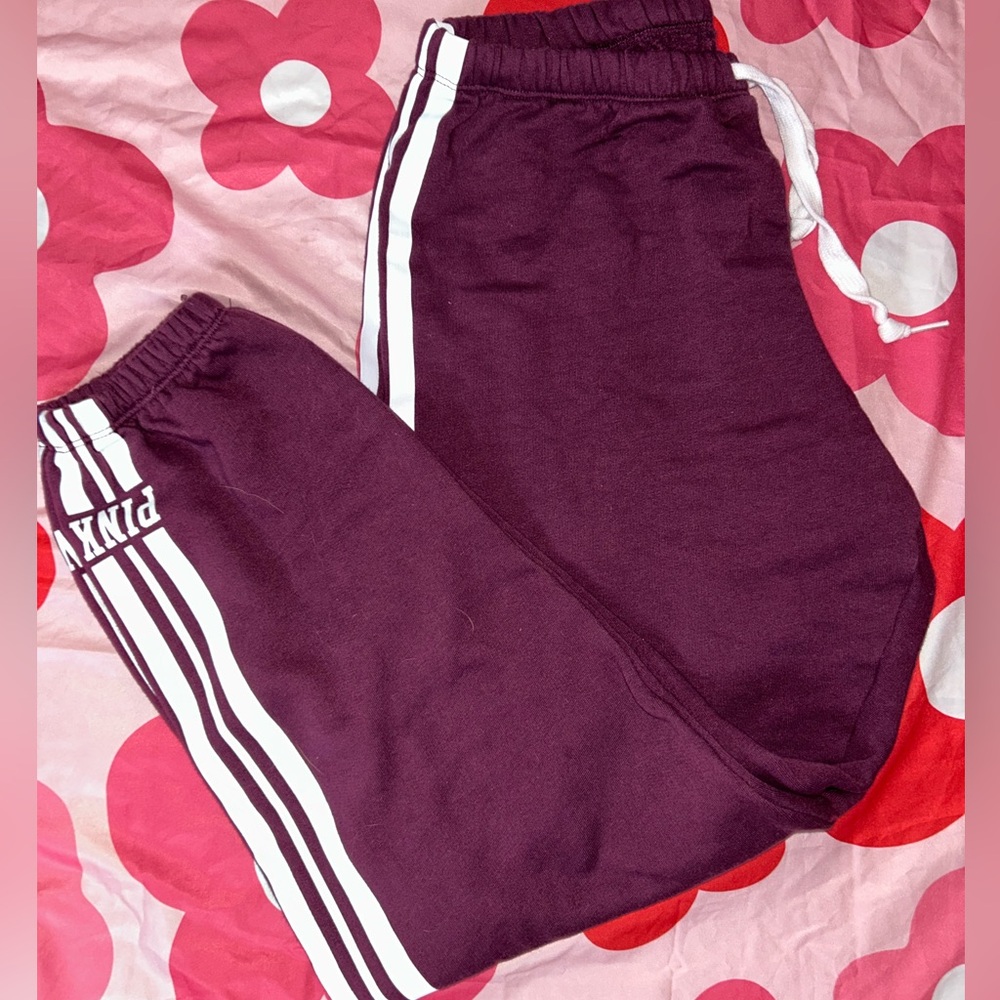 PINK Victoria's Secret Kids Joggers in Deep Purple with White Accents